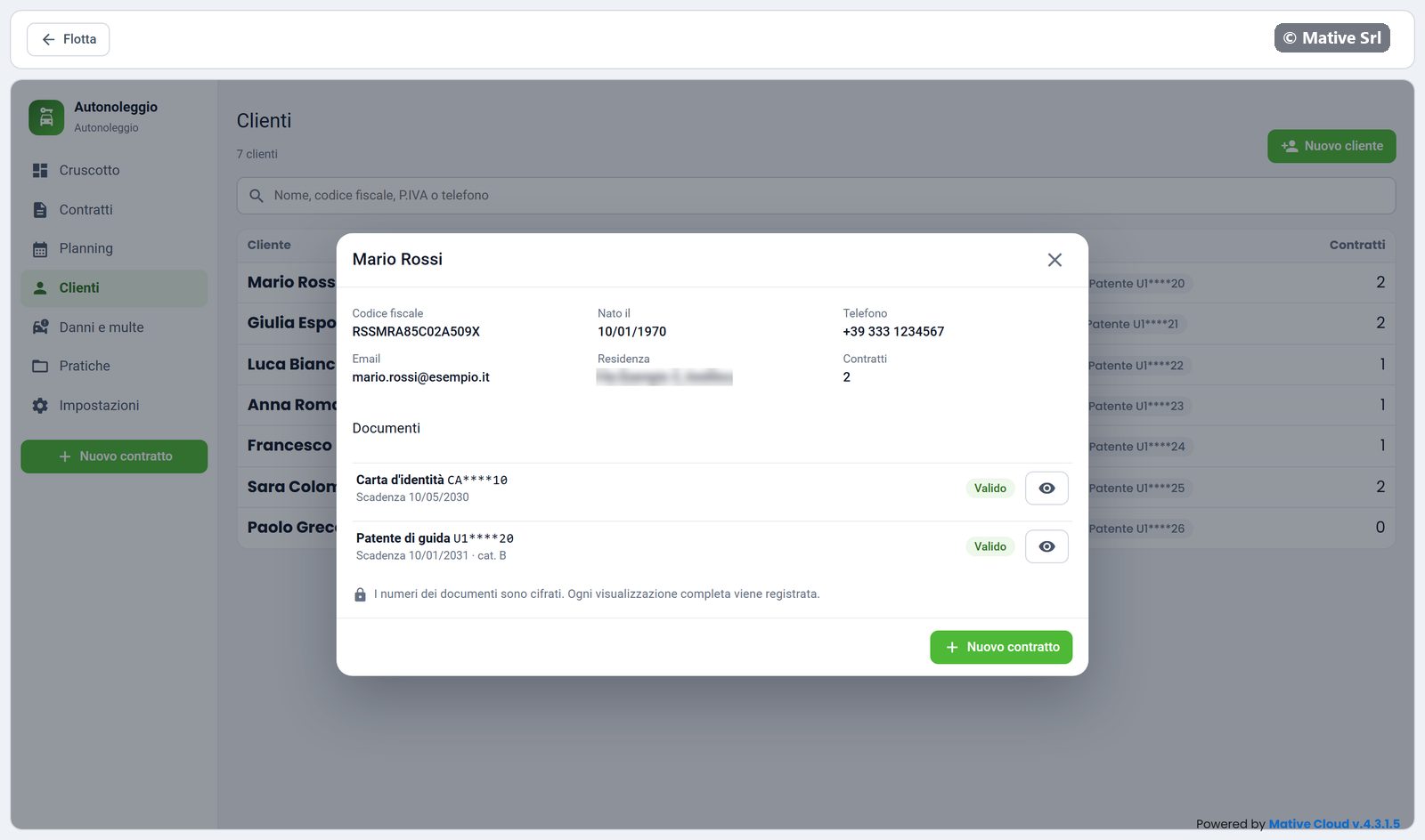 Customer record with personal data and documents